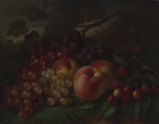 Duraznos, uvas y cerezas